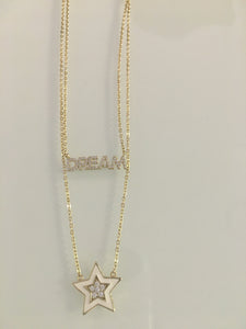 Double Necklace- CZ Dream and Enamel Star