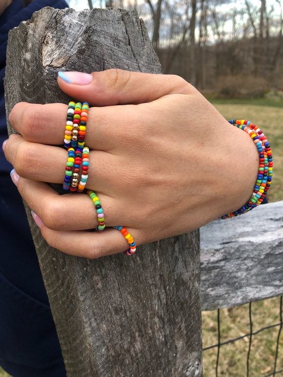 Multicolored Seed Bead Ring
