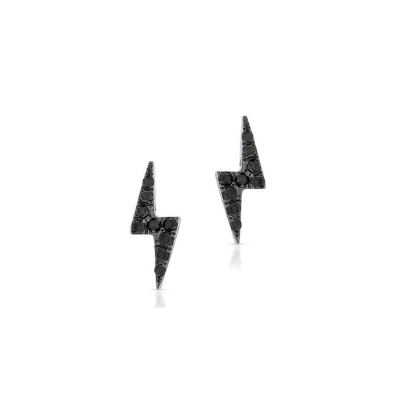 Black Diamond Lightning Bolt Stud Earrings