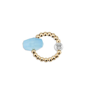 3mm Gold Ring with Blue Chalcedony Nugget Focal
