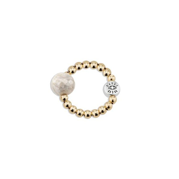 3mm Gold Ring with Silverite Focal