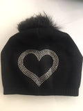 Open Crystal Heart Beanie Hat- ON SALE