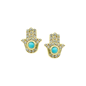 Diamond & Turquoise Hamsa Earring