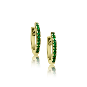 Mini Hoop Emerald Earrings