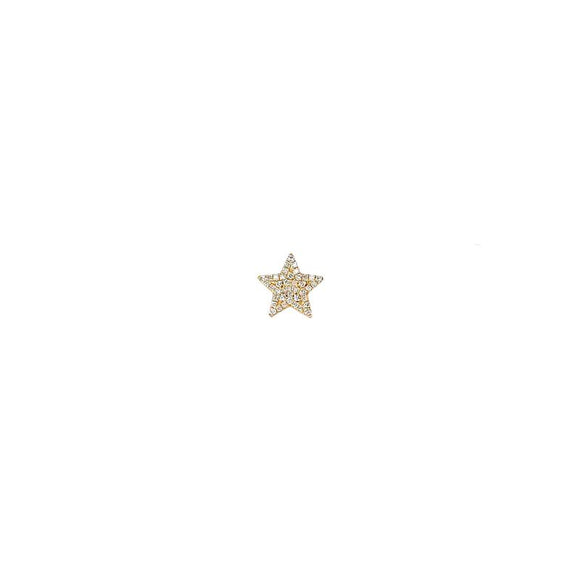 Large 14K Gold and Diamond Pave Star Stud Earring