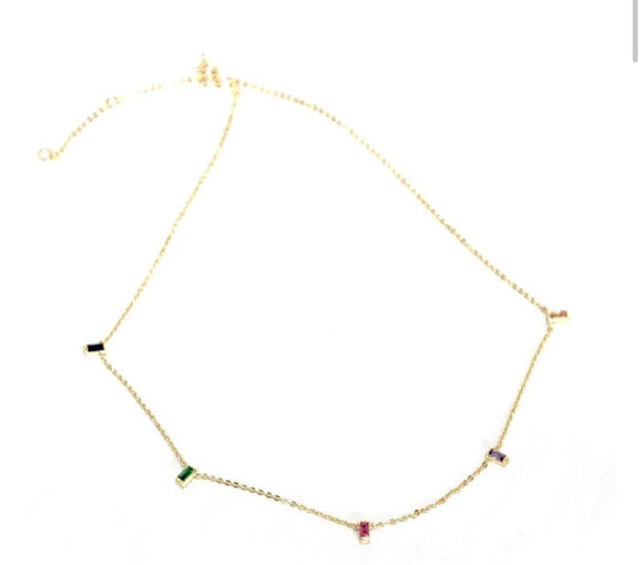Colorful Baguettes Short Necklace