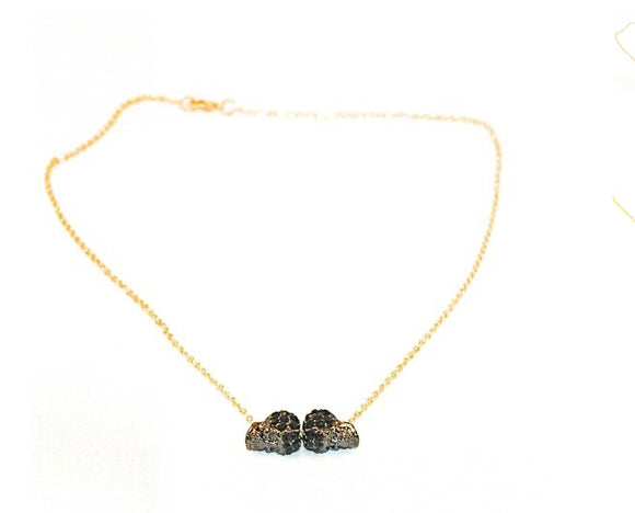Tiny Necklace with Sparkle Skulls