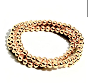 Set of 3 Gold Beaded Stretch Bracelets