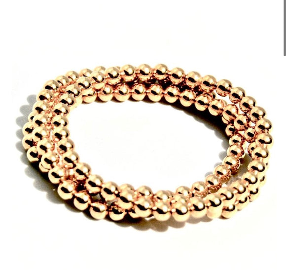Set of 3 Gold Beaded Stretch Bracelets