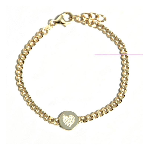 Thick Link with CZ Heart Disc