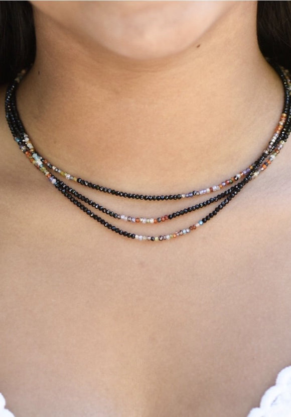 Black Spinel and Mixed Gemstone Choker