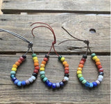 Rainbow Enamel Beads on Leather Bracelet