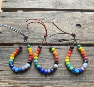 Rainbow Enamel Beads on Leather