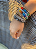 Rainbow Enamel Beads on Leather
