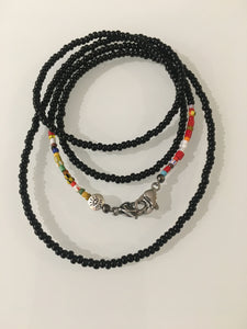 Black Glass Crystals w/ Multi-Colored Ends Mask Chain