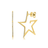 Superstar 14K Gold and Diamond Star Hoop Earrings