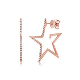 Superstar 14K Gold and Diamond Star Hoop Earrings