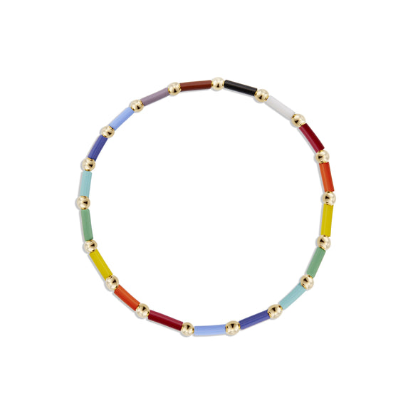 Rainbow Czech Tube Bracelet