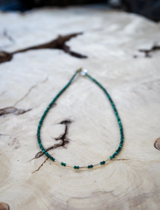 2mm Faceted Malachite and 1x6mm 14KGF Tubes Choker