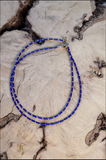 Blue Czech Tube with Gold Beads Necklace