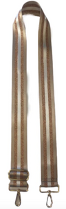 2" Adjustable Gold/White Stripe Bag Strap-GOLD HARDWARE